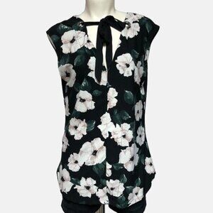 Floral Sleeveless Deep V Neck Blouse Top